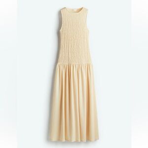 H&M Cream Smocked Sleeveless Maxi Dress